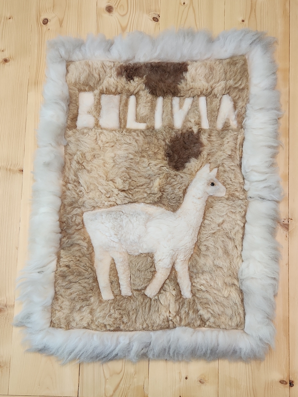 Vintage 1980s Alpaca Fur Llama Wall Decor Bolivia